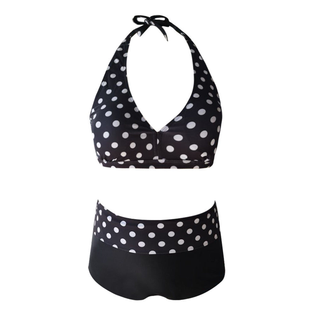 Sexy Bandage Bikinis Women High Waist Bikini Plus Size Women Polka Dot Print Beach Swimwear Swimwear Biquini - Mammalook