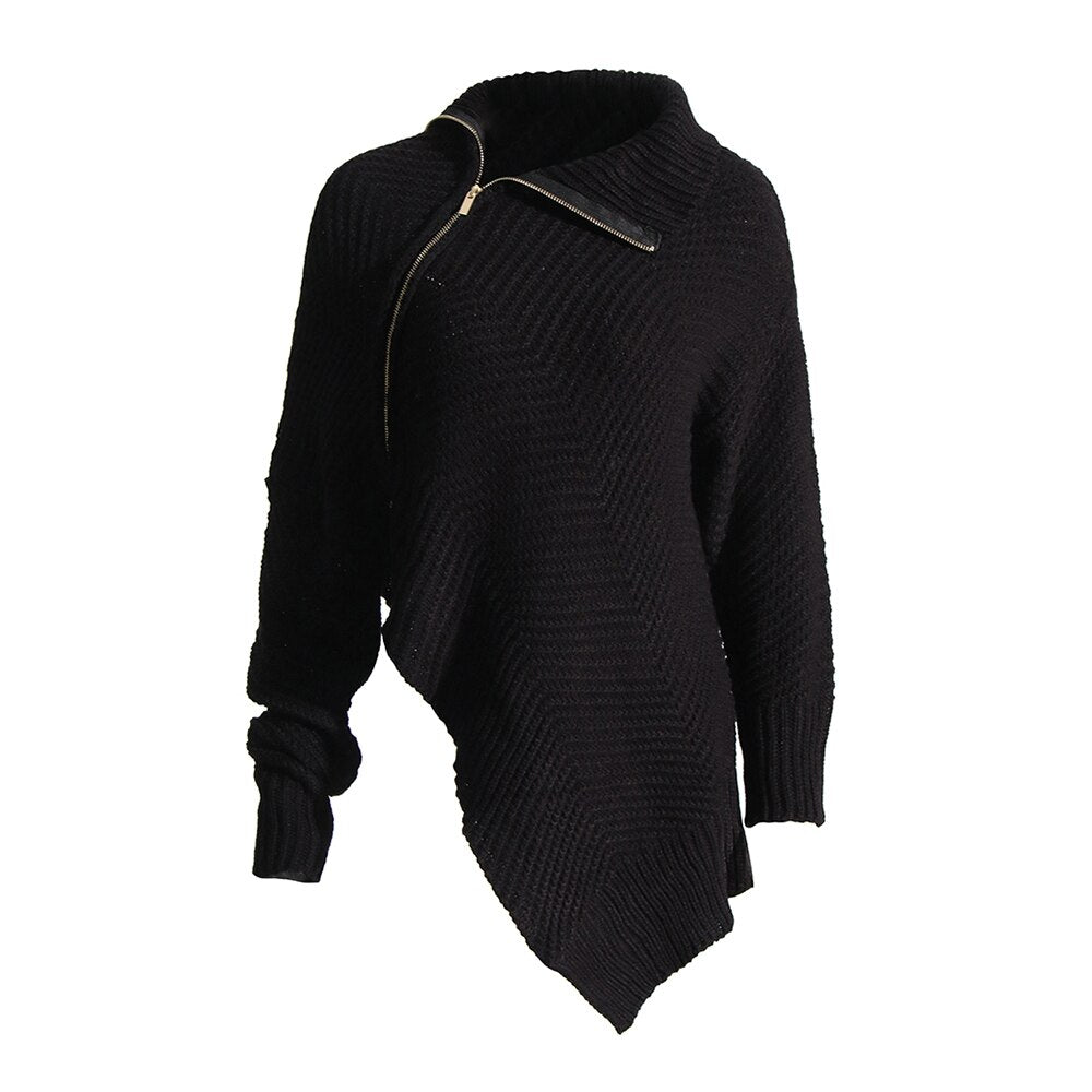 Knitting Solid Sweater For Women Stand Collar Long Sleeve Minimalist Loose Pullover Female Autumn Clothing New - Mammalook