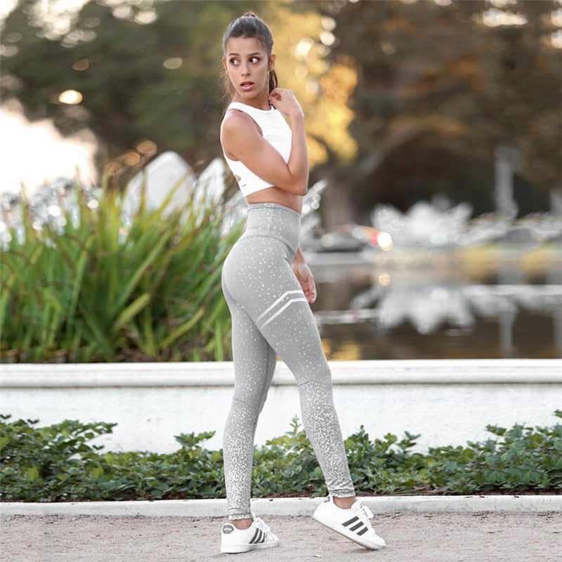 Point Print Leggings Women Graffiti Print Trouser Sexy High Waist Pants Fitness Clothing For Women - Mammalook