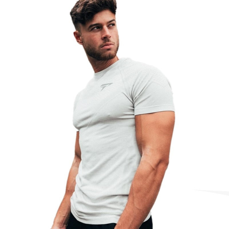 Fitness Brother Mens Running Sports Slim Fit Short Sleeve Quick Drying Clothes Milk Silk Quick Drying Training T shirt - Mammalook
