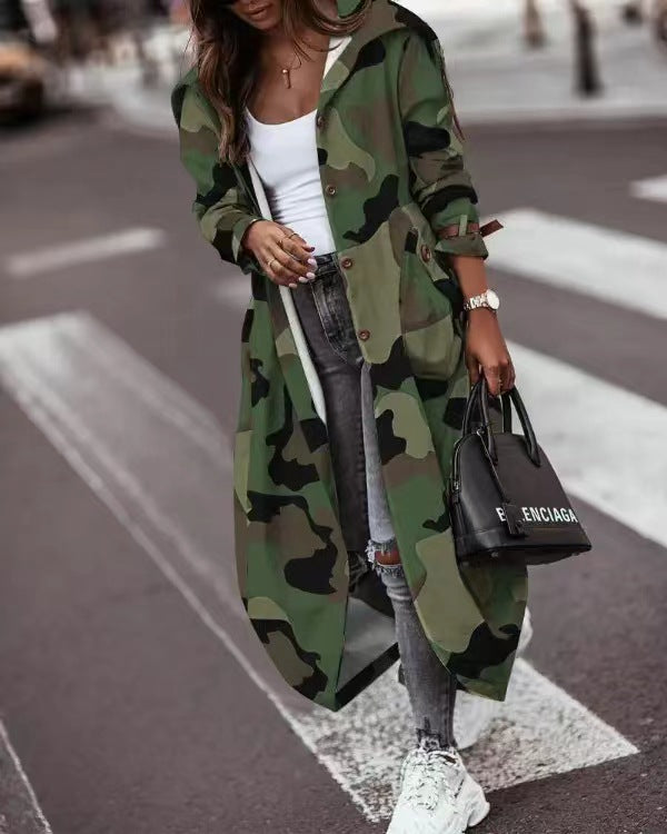 Casual Large Lapel Mid-Length Trench Coat for Women - Mammalook