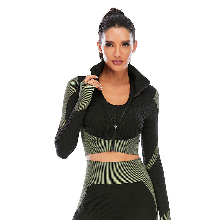Two Piece Seamless Yoga Clothing Suit Women's Yoga Clothing Knitted Hip Lifting Stretch Running Sports Fitness Clothing - Mammalook