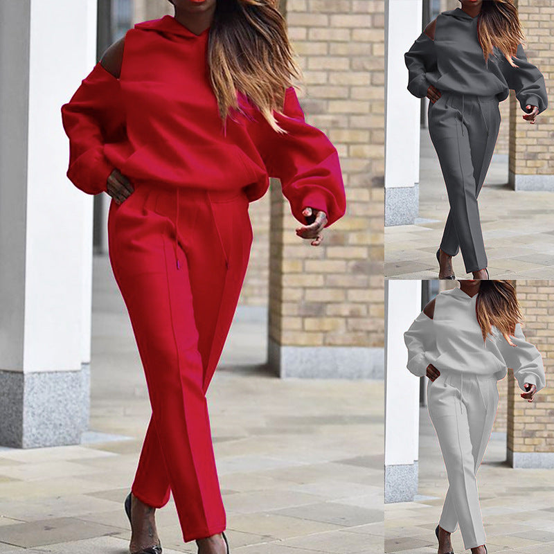Niche Design Fashion Loose Hooded Sweater Casual Pants Set - Mammalook