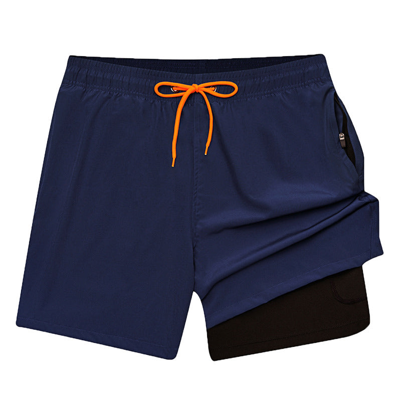 Mens Beach Pants, Zipper Pockets, 2 In 1 Swimming Pants, Mens Anti Embarrassment, Quick Drying, and Anti Splashing Solid Color Shorts - Mammalook