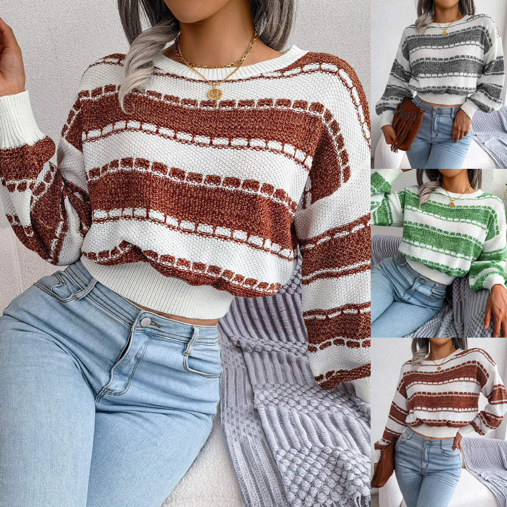 Ins Style Autumn And Winter Fashion Collision Color Long Sleeve Knitted Sweater - Mammalook