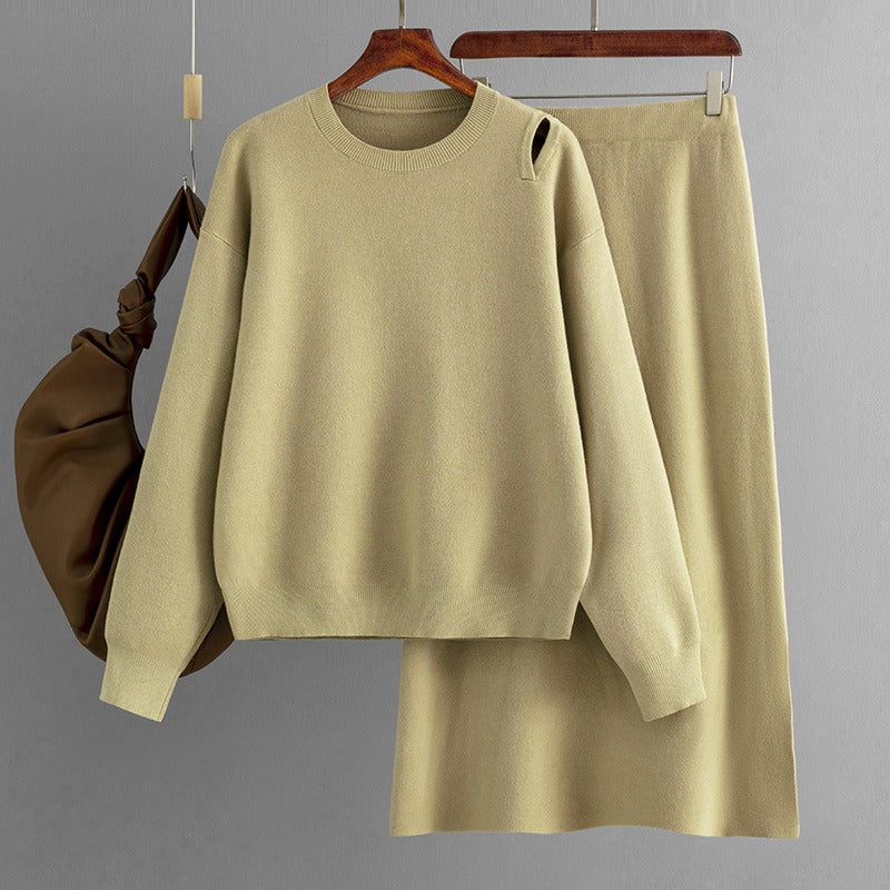 Two Pieces Outfit Women Casual 2 Piece Knit Sweater Skirt Sets Knitted Women Clothing - Mammalook