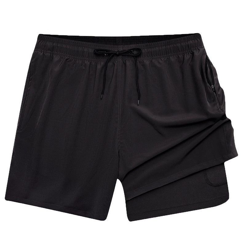 Mens Beach Pants, Zipper Pockets, 2 In 1 Swimming Pants, Mens Anti Embarrassment, Quick Drying, and Anti Splashing Solid Color Shorts - Mammalook