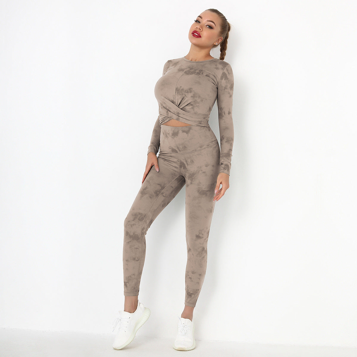 Tie Dye Yoga Clothes- Long Sleeve and Fitness Sports Trousers
