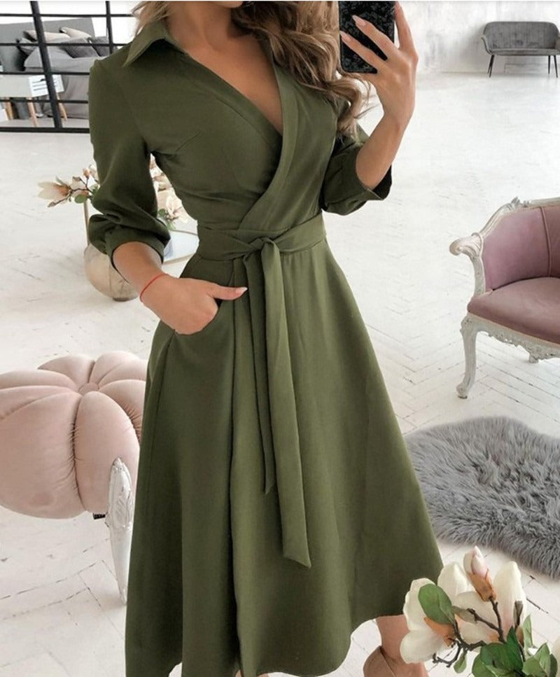 Fashionable short sleeved V-neck printed buttocks wrapped women's clothing - Mammalook