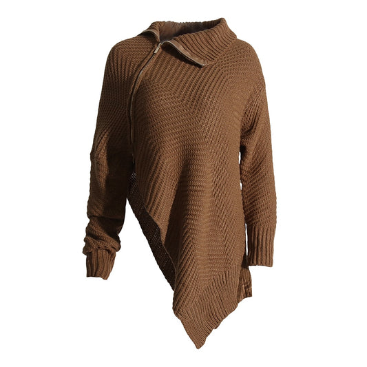 Knitting Solid Sweater For Women Stand Collar Long Sleeve Minimalist Loose Pullover Female Autumn Clothing New - Mammalook