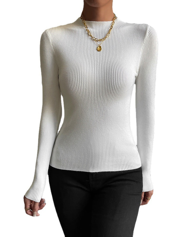 Women's Slim Soft Half High Collar Knit Shirt - Mammalook