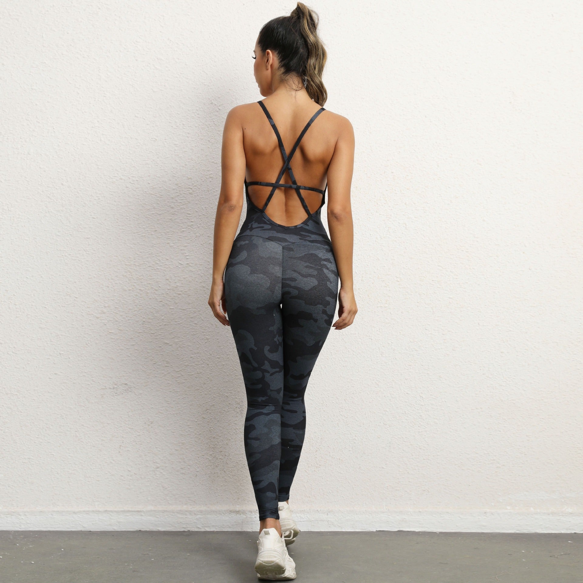 European and American V Neck, No Awkward Thread, Tight Backless One Piece Yoga Pants, Sports Running, Fitness Yoga Pants - Mammalook