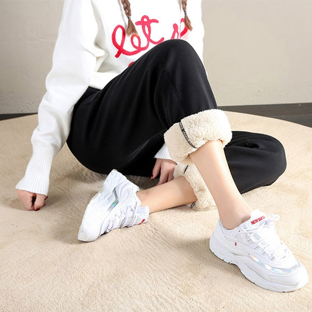 Winter Women Gym Sweatpants Workout Fleece Trousers Solid Thick Warm Winter Female Sport Pants Running Pantalones Mujer - Mammalook