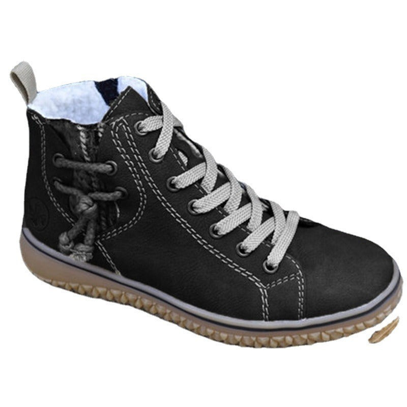 New women's Uggs flat Doc Martens with zipper and cotton ankle boots women's cotton shoes - Mammalook