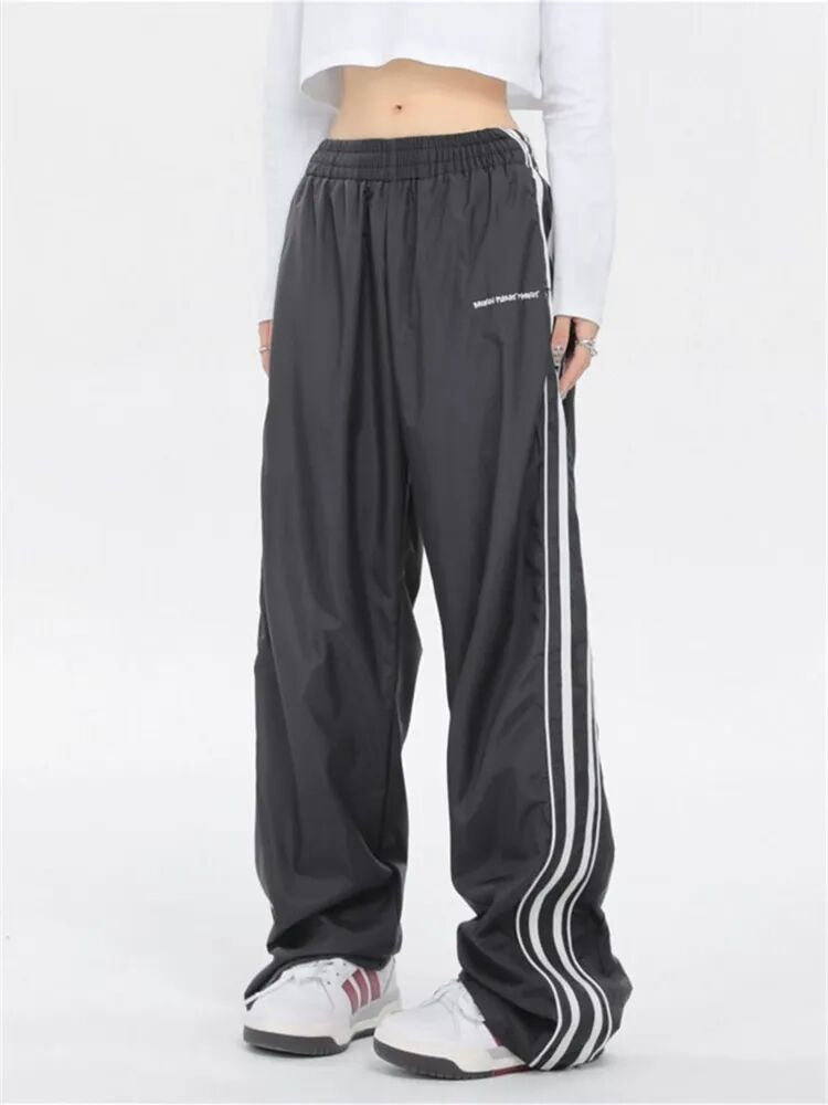 American Retro Striped Patchwork Sports Pants – Spring and Autumn - Mammalook