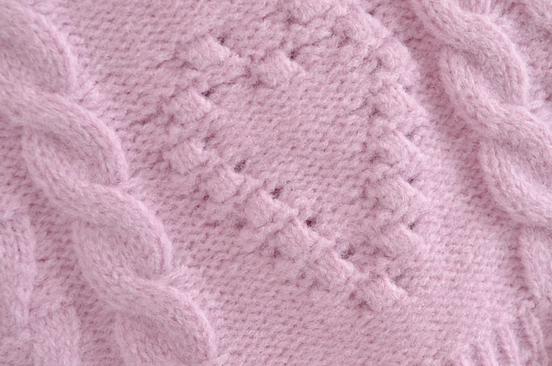 Knitted Twist Puff Long Sleeve Pullover Sweater with Ruffles Hem and High Waist Mini Skirt - Mammalook