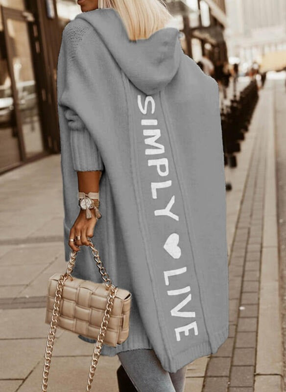 Autumn/Winter New Hooded Loose Knitted Mid length Cardigan Coat - Mammalook