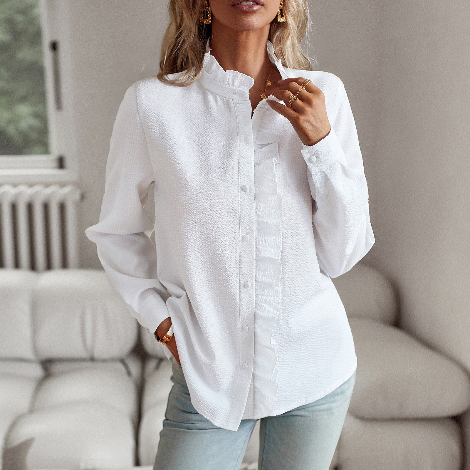 Long sleeved shirt, feminine commuting top - Mammalook