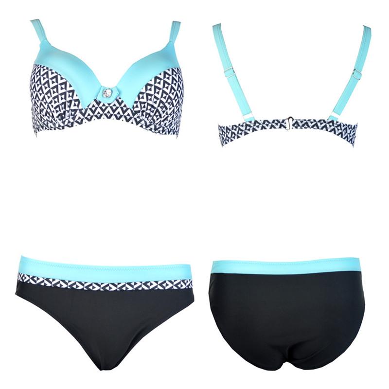 Push Up Dot Women Bikinis Swimsuit Sexy Patchwork Vintage Bikini Set Swimwear Female Beachwear Bather Biquini - Mammalook