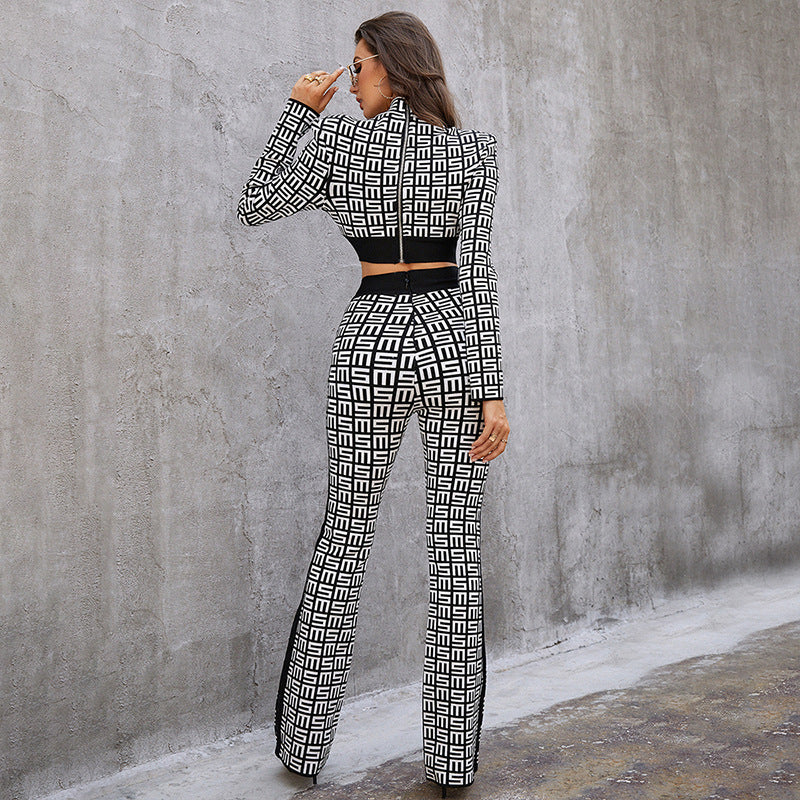 Spring Women's Temperament Commuter High Quality Printed Long Sleeve Big Brand Fashion Suit - Mammalook