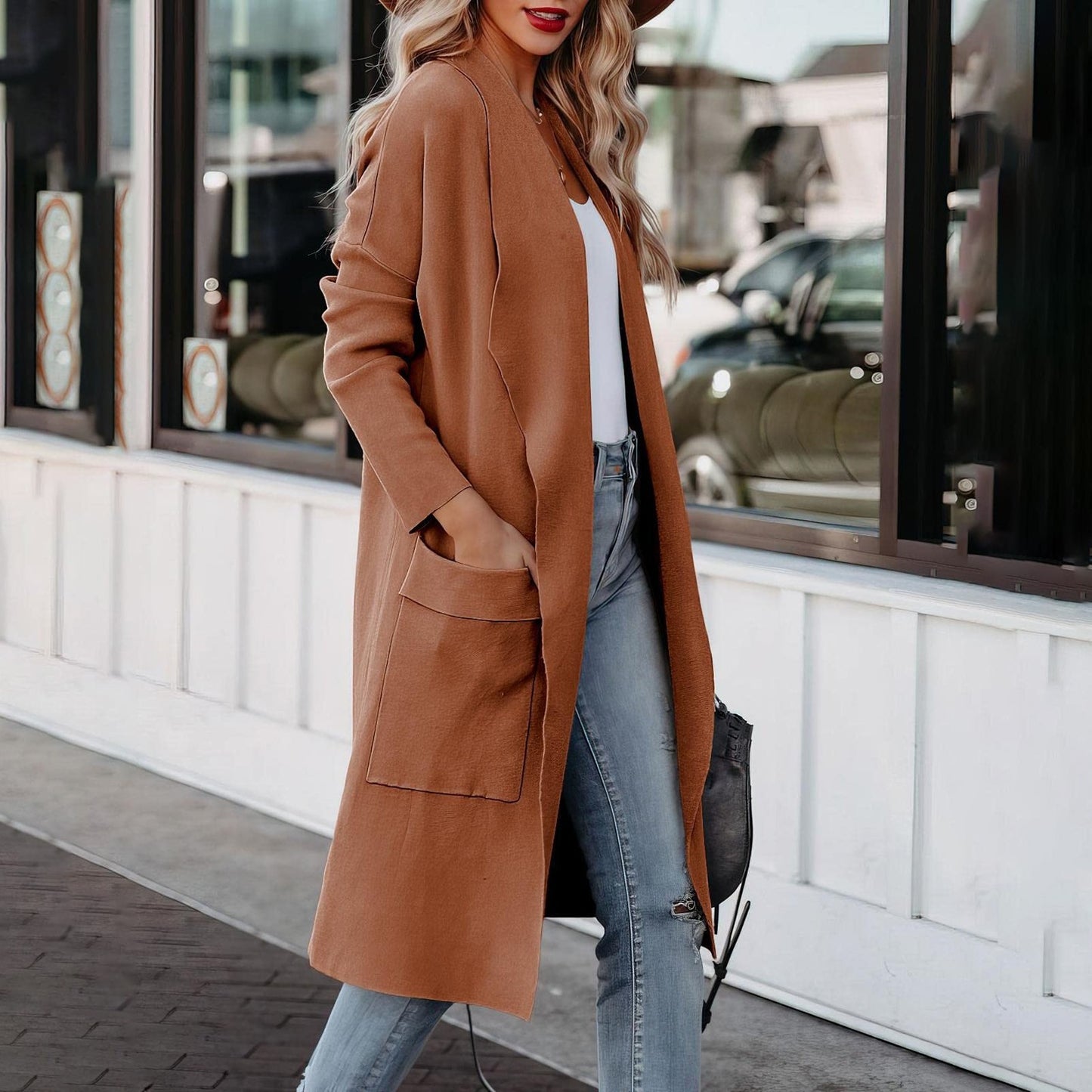 Leisure long solid color warm coat jacket for women - Mammalook