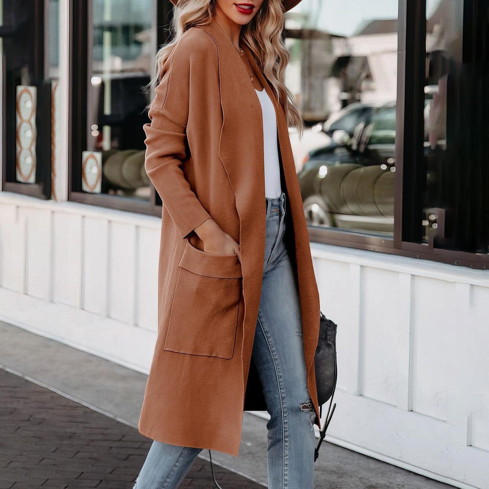 Leisure long solid color warm coat jacket for women - Mammalook