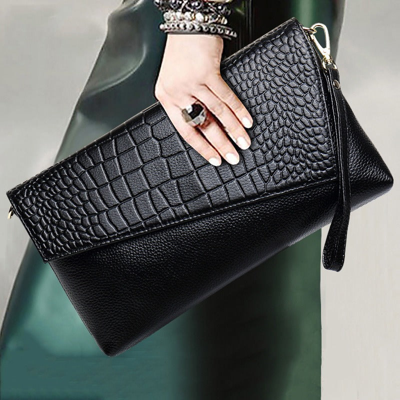Litchi grain top layer cowhide fashion Shoulder bag Multifunctional leather Clutch bag Large capacity crossbody bags for women - Mammalook