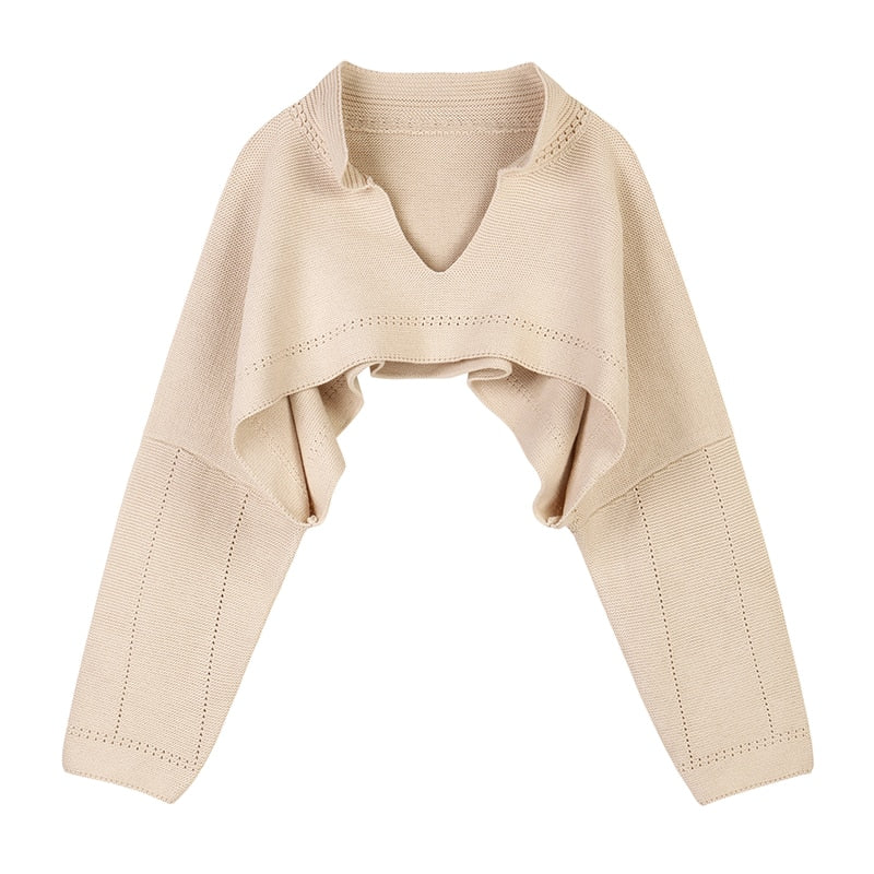Lazy Style Ultra Short Sweater Women's Autumn Loose Wear High Waist Crop Top Knitted Blouse - Mammalook