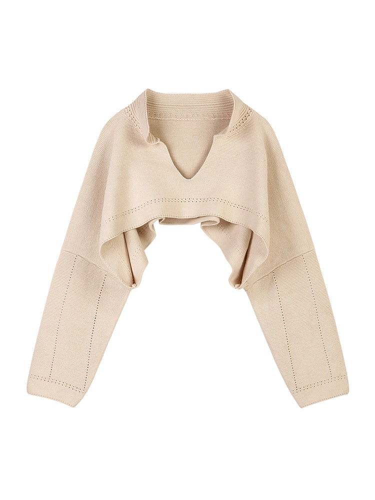 Lazy Style Ultra Short Sweater Women's Autumn Loose Wear High Waist Crop Top Knitted Blouse - Mammalook