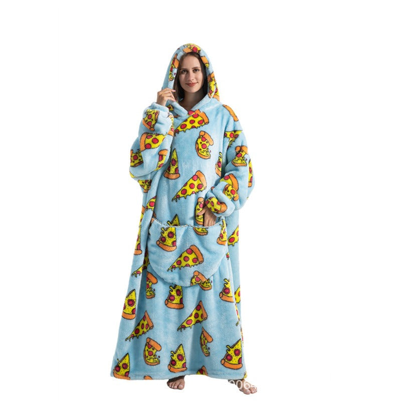 Super Long Flannel Blanket with Sleeves Winter Hoodies Sweatshirt Pullover Fleece Giant Wearable Blanket Hoodie Oversized - Mammalook