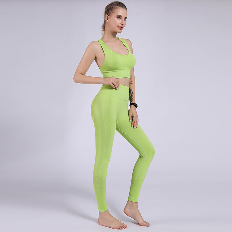 Yoga Clothing Suits Women's Seamless Sports Bra Hip Lifting Fitness Pants Hip Bottom Pants Leggings Yoga Clothing - Mammalook