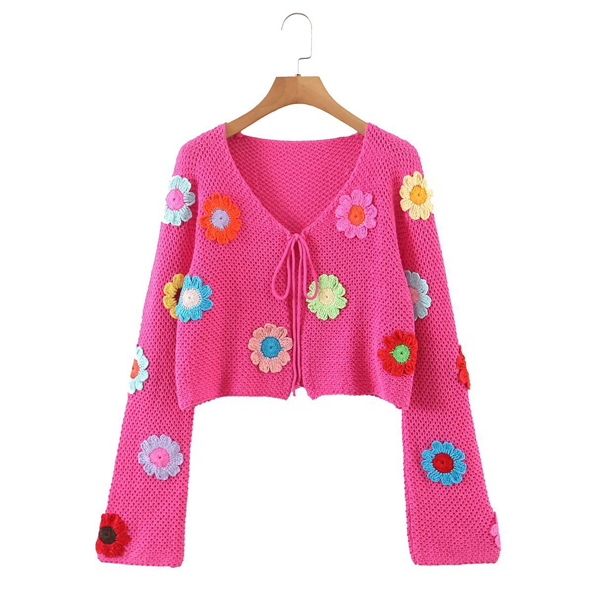Autumn New Fashion Flower Lace Knitted Cardigan Sweater Women - Mammalook