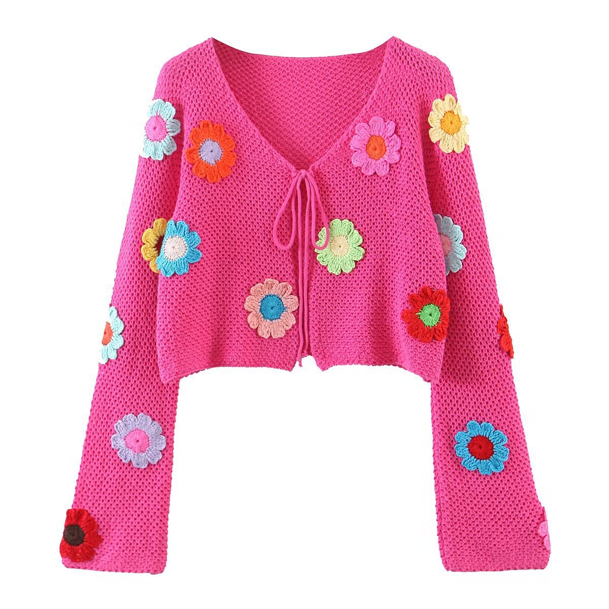 Autumn New Fashion Flower Lace Knitted Cardigan Sweater Women - Mammalook