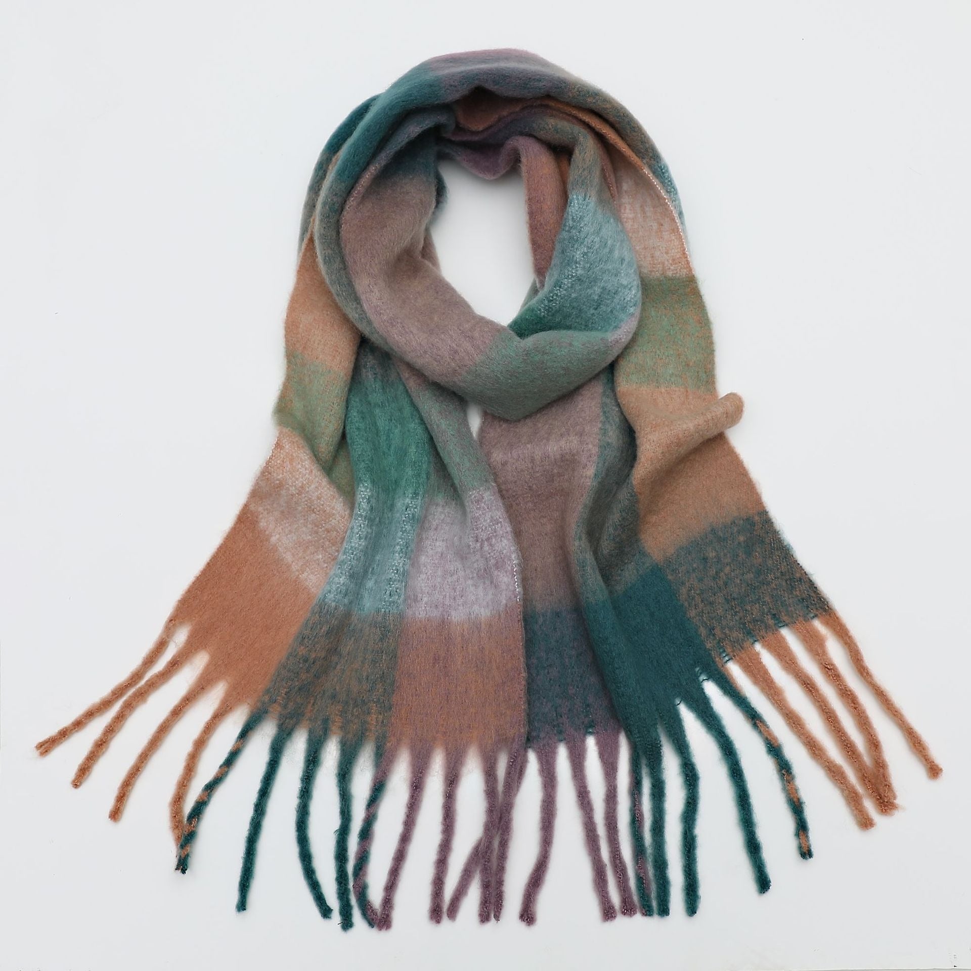 Autumn and Winter Imitation Cashmere Scarves – Thickened Striped Plaid with Tassels - Mammalook