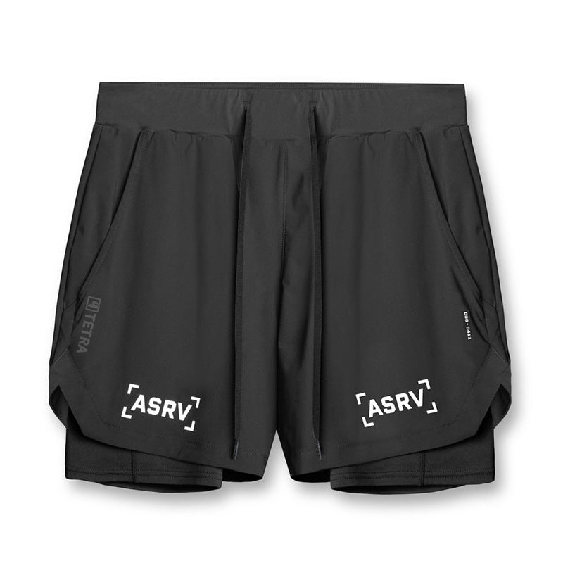 Wear Summer Sports Shorts Men's Fake Two-Piece Quick-Drying Double-Layer Basketball Pants Anti-Running Training Five-Point Pants - Mammalook