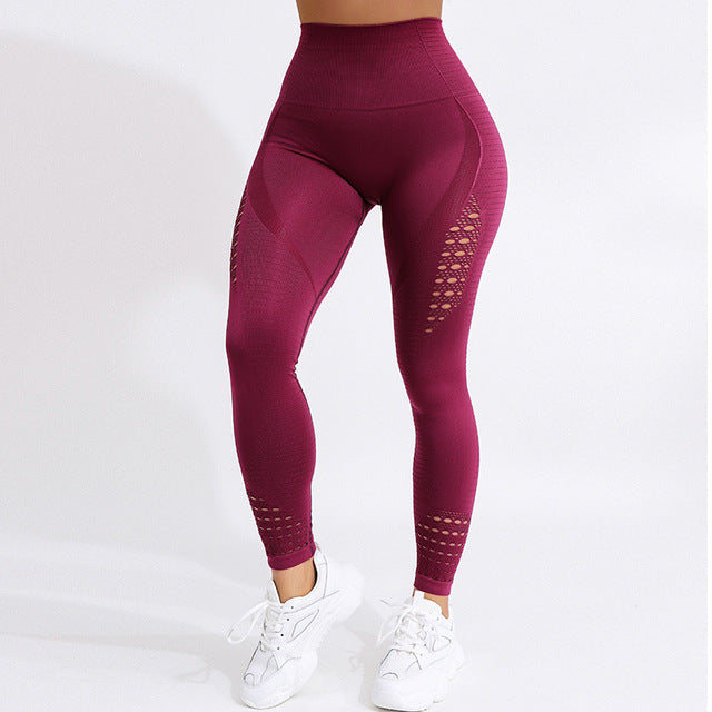 Seamless High Waist Yoga Leggings Tights Women Workout Mesh Breathable Fitness Clothing Training Pants Female - Mammalook