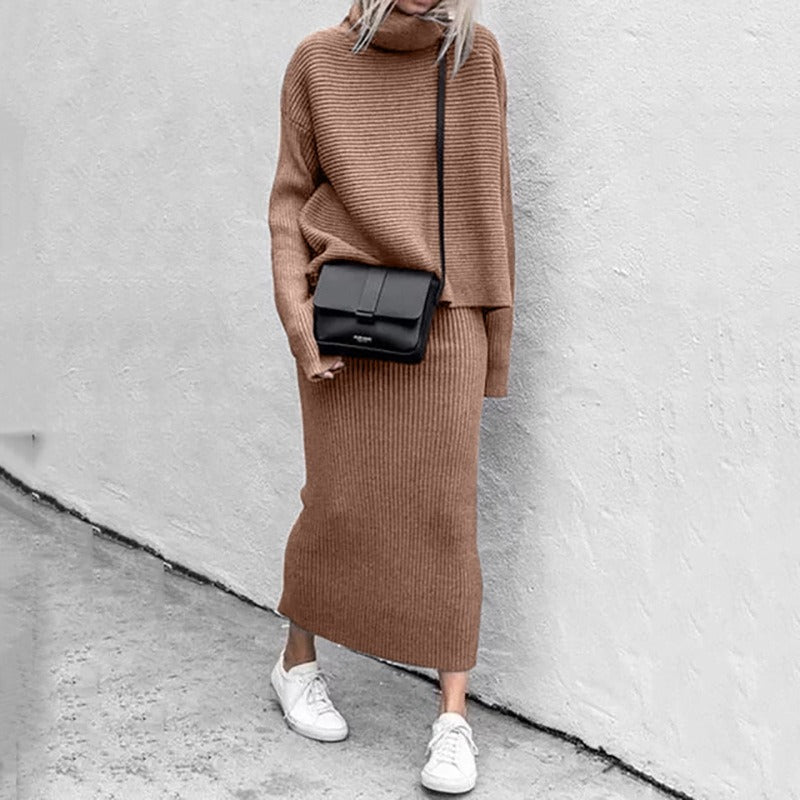 European and American women's autumn new casual loose fashion long skirt two-piece set - Mammalook