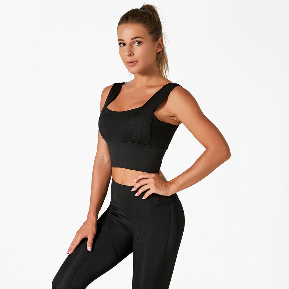 Fitness Running Shock proof Sports Bra Breathable Sweat wicking Gathering Quick drying Top Vest Tight Yoga Pants Set - Mammalook