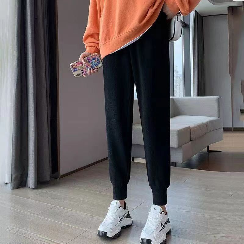 Women Thicken Cotton Sweatpants Autumn Winter Elastic Waist Bundle Foot Straight Trousers Fleece Warm Loose Casual Pants - Mammalook