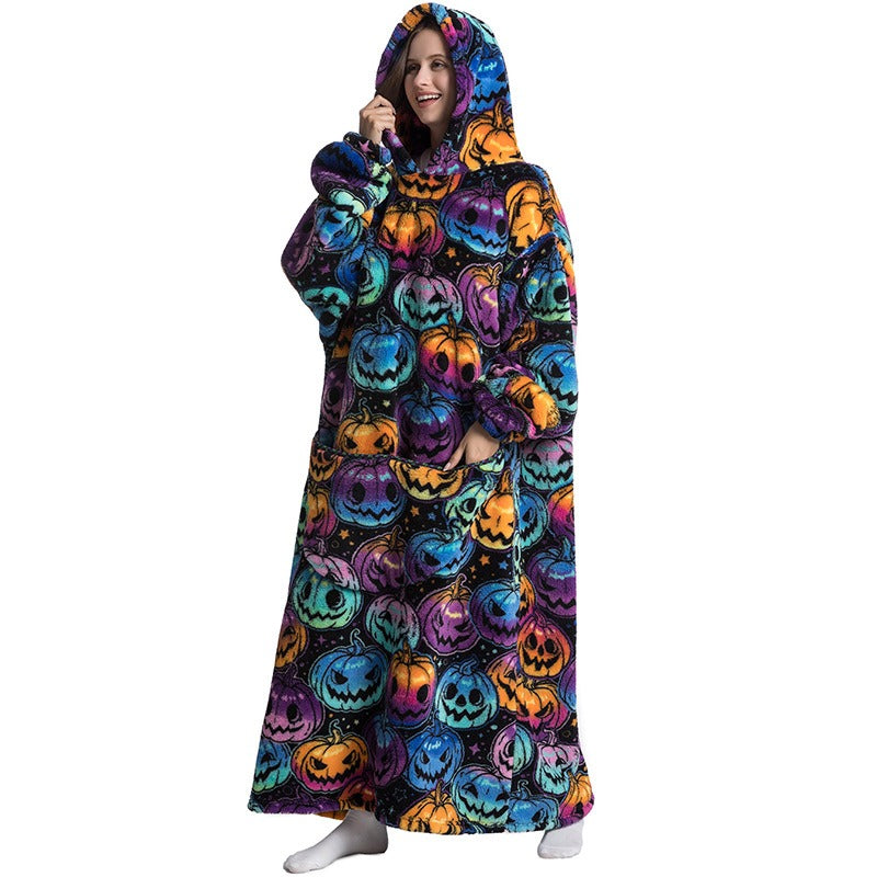 Super Long Flannel Blanket with Sleeves Winter Hoodies Sweatshirt Pullover Fleece Giant Wearable Blanket Hoodie Oversized - Mammalook