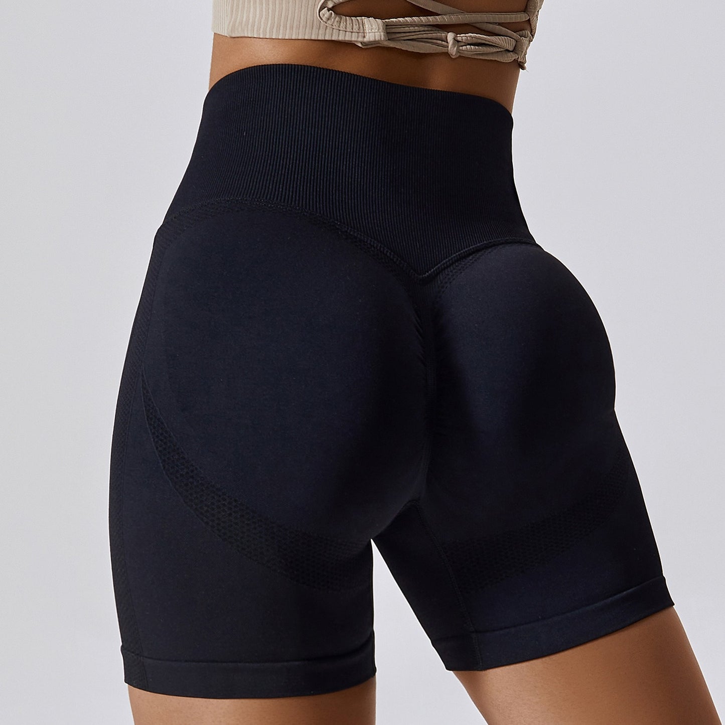 Seamless Yoga Shorts Honey Peach Hip Lift High Waist Fitness Pants Tight Running Sports Shorts for Women - Mammalook