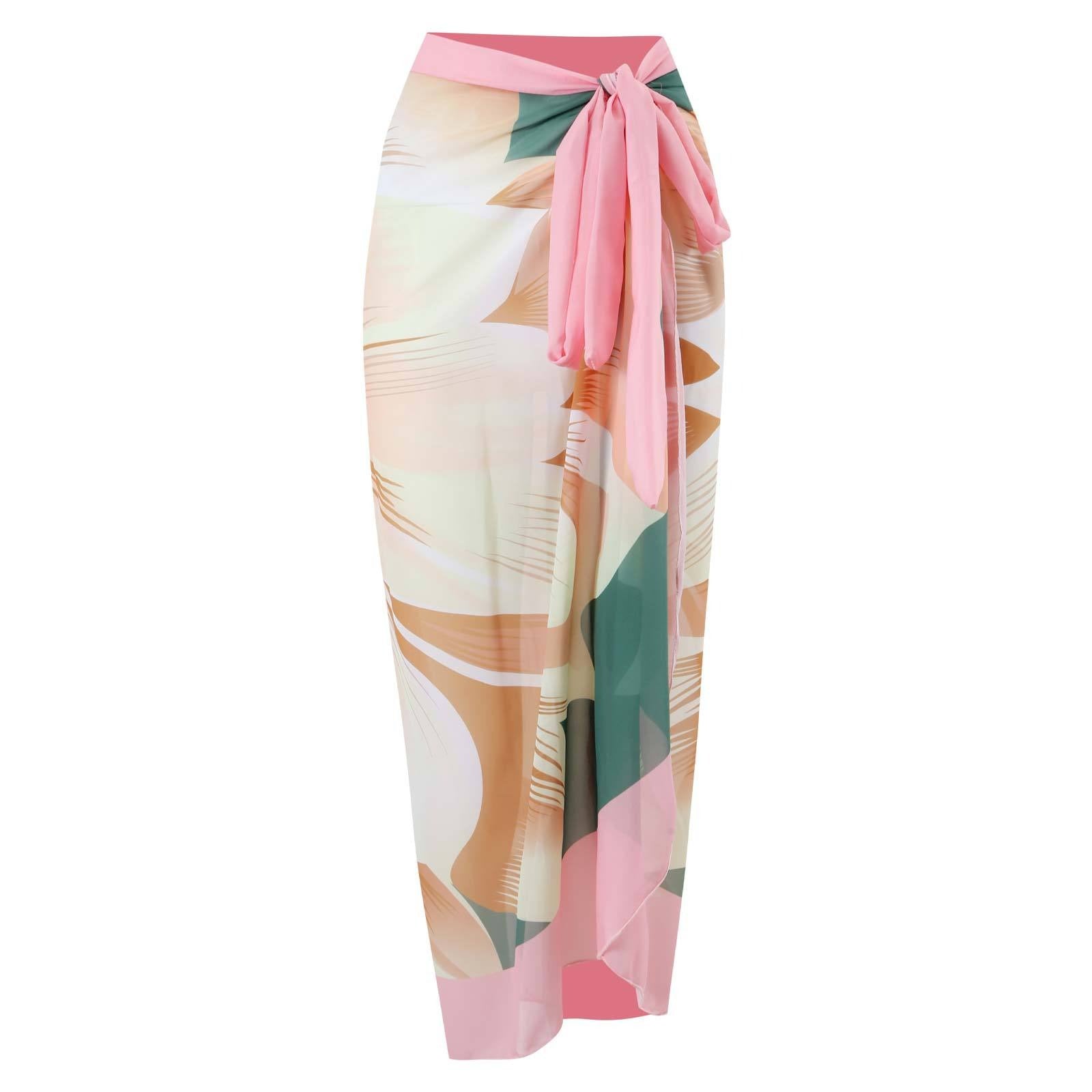 Gradient Print Fashion Swimsuit Set Cover Up Biquini Naranja Swimwear With Skirt Patchwork Women's Bandage Summer Beach - Mammalook