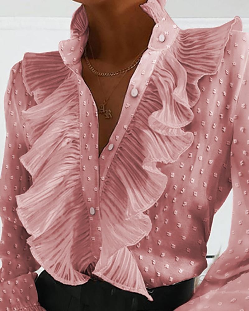 New ruffled flared sleeve pleated long sleeved shirt - Mammalook