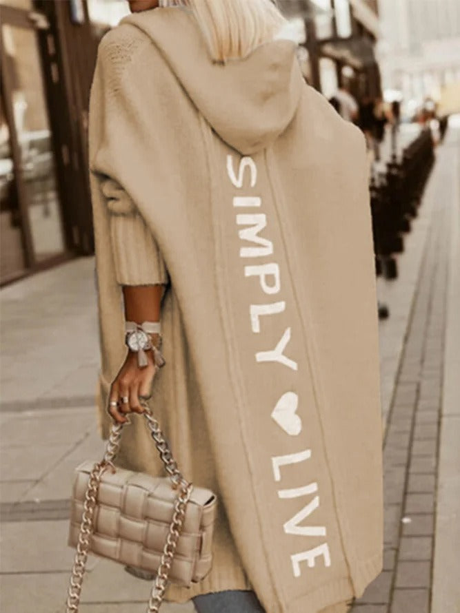 Autumn/Winter New Hooded Loose Knitted Mid length Cardigan Coat - Mammalook