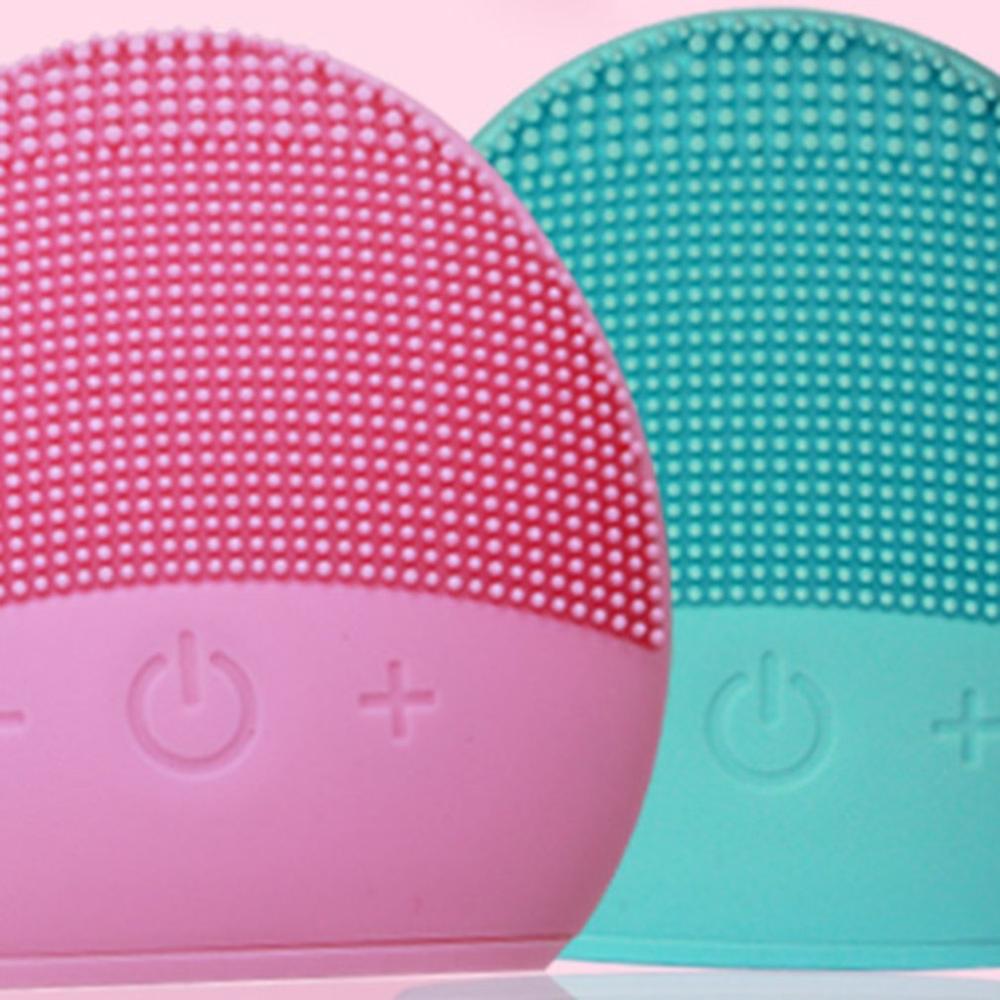 USB Facial Cleansing Brush Sonic Vibration Mini Face Cleaner Silicone Deep Pore Cleaning Electric Waterproof Massage - Mammalook