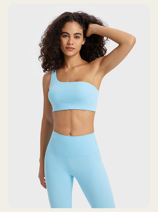 Yoga Suit Suspender Waistcoat Women's BeautifulBack Design Sense Oblique Shoulder Tunning Sports Fitness Sexy Top - Mammalook