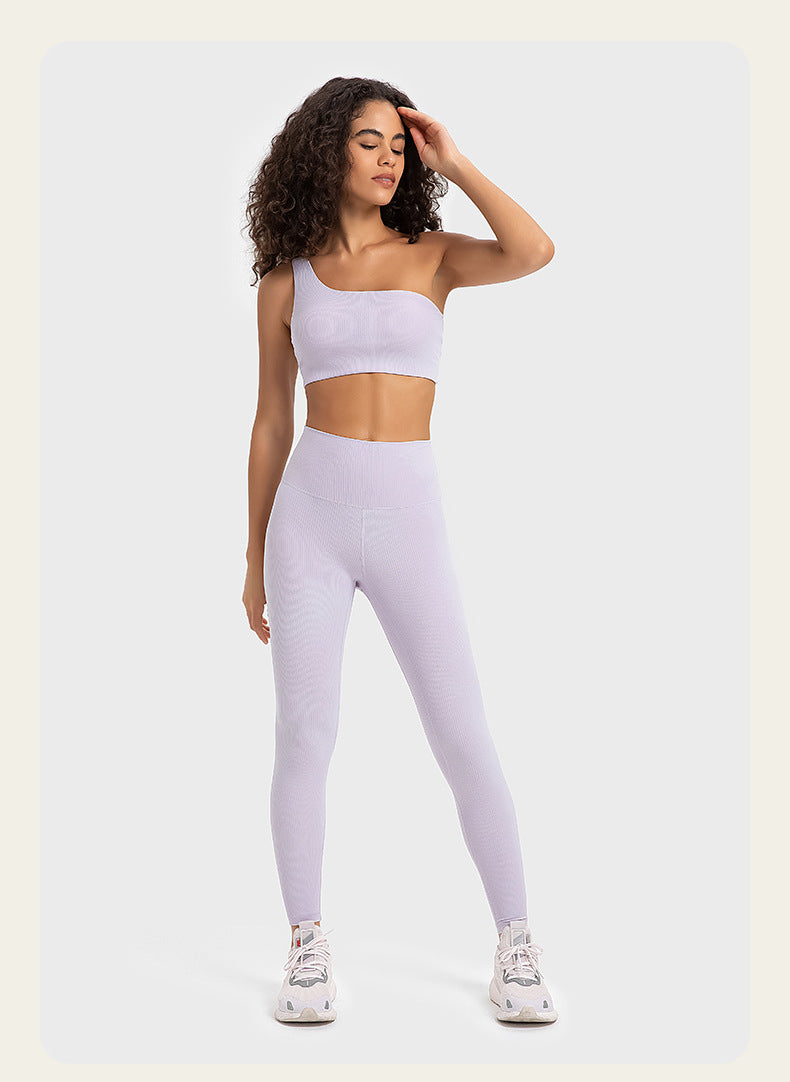 Yoga Suit Suspender Waistcoat Women's BeautifulBack Design Sense Oblique Shoulder Tunning Sports Fitness Sexy Top - Mammalook