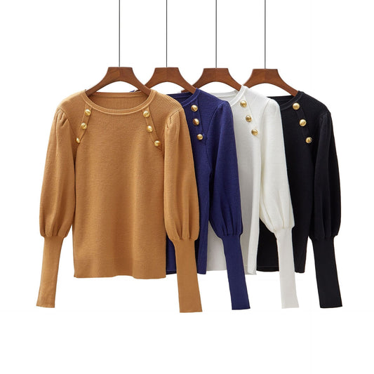 High quality puff sleeves Womens Sweaters Fashion Knitted Pullover Sweater Fall Winter Soft Female Jumper Top Jersey Pull - Mammalook