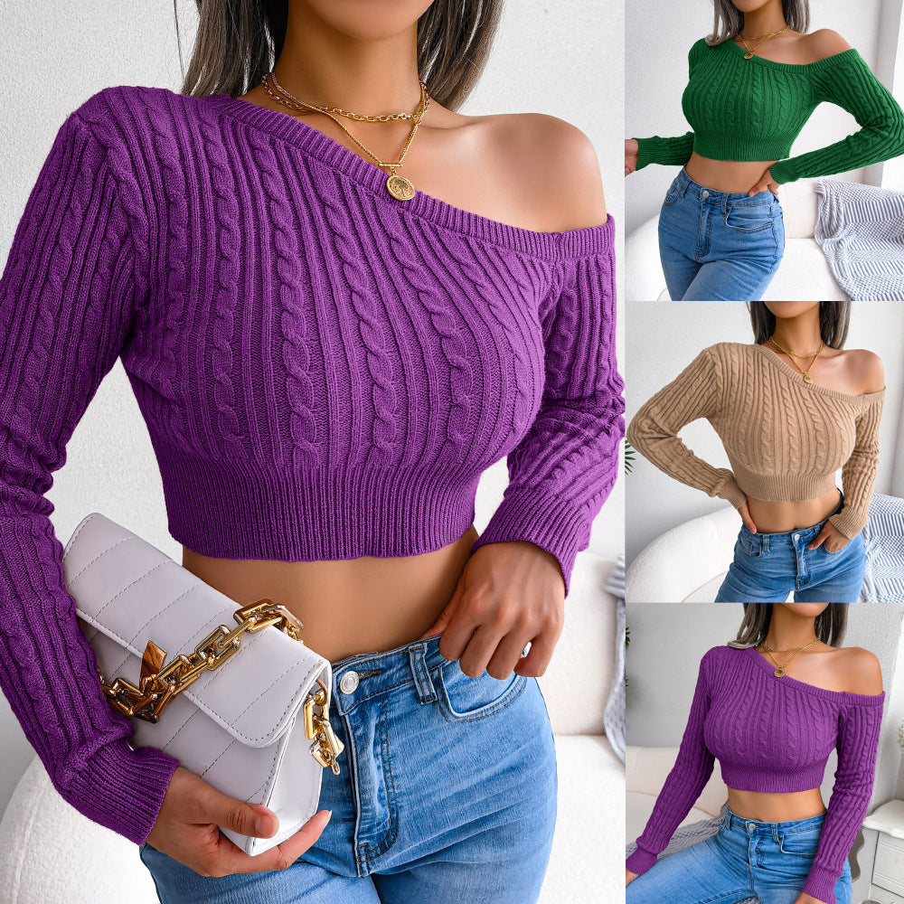 Twist Strapless Long-Sleeved Short Knitted Sweater - Mammalook
