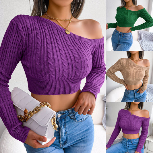 Twist Strapless Long-Sleeved Short Knitted Sweater - Mammalook